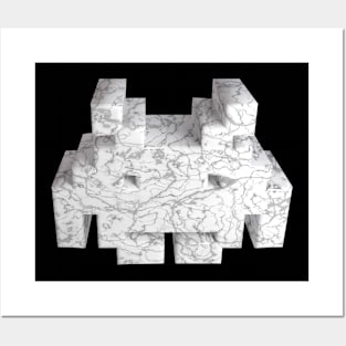 3D Alien - White-Marble Posters and Art